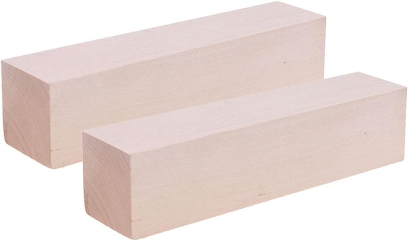 2pcs Unfinished Basswood Carving Blocks for Wood Carving and Crafting Smooth Rectangular Bass Wood Kit for Beginners and DIY Art Projects - Image 1
