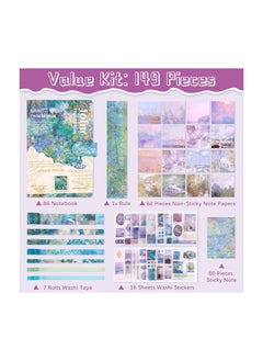 Y&D Aesthetic Scrapbook Kit, Vintage Journaling Oil Painting Scrapbooking Supplies with B6 Notebook Sticker Tape, Diy Journal Supplies, for Bullet Junk Journal, Daily Planner(149pcs)  - Image 4