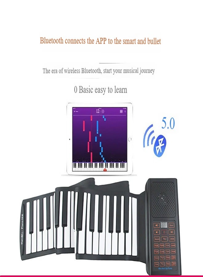 Portable Roll-Up Silicone Organ - 61/88 Key Foldable Keyboard for Beginners | 128 Tones, Bluetooth Teaching, Lightweight  Travel-Friendly - Image 5