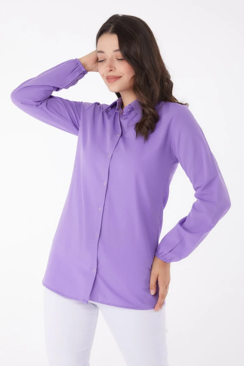 Tofisa Plain Shirt Collar Women's Lilac Shirt - 13249