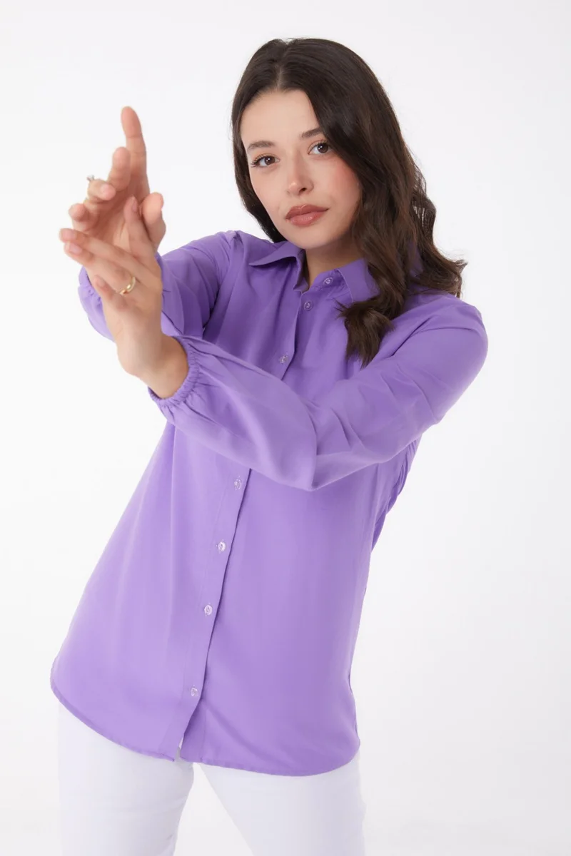 Tofisa Plain Shirt Collar Women's Lilac Shirt - 13249