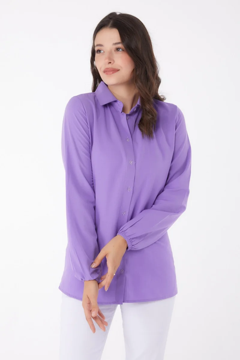Tofisa Plain Shirt Collar Women's Lilac Shirt - 13249