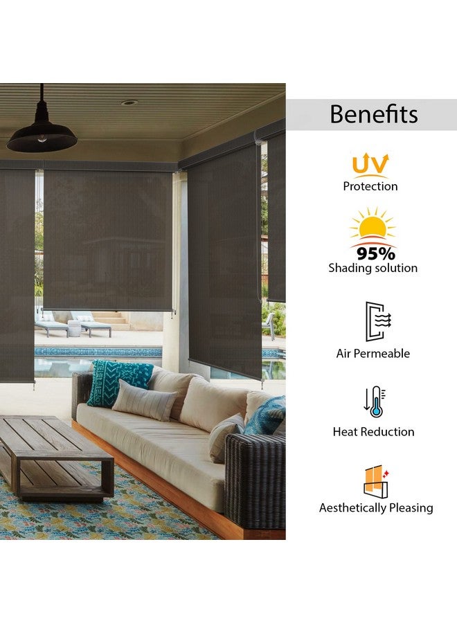 HIPPO Roller Blind Curtain for Outdoor Shade HDPE Corded 95% Sun & UV Protection, Air Flow Design, Light Filtering Balcony Roll-up Blinds (Desert-Storm, 3FTX5FT) - Image 2