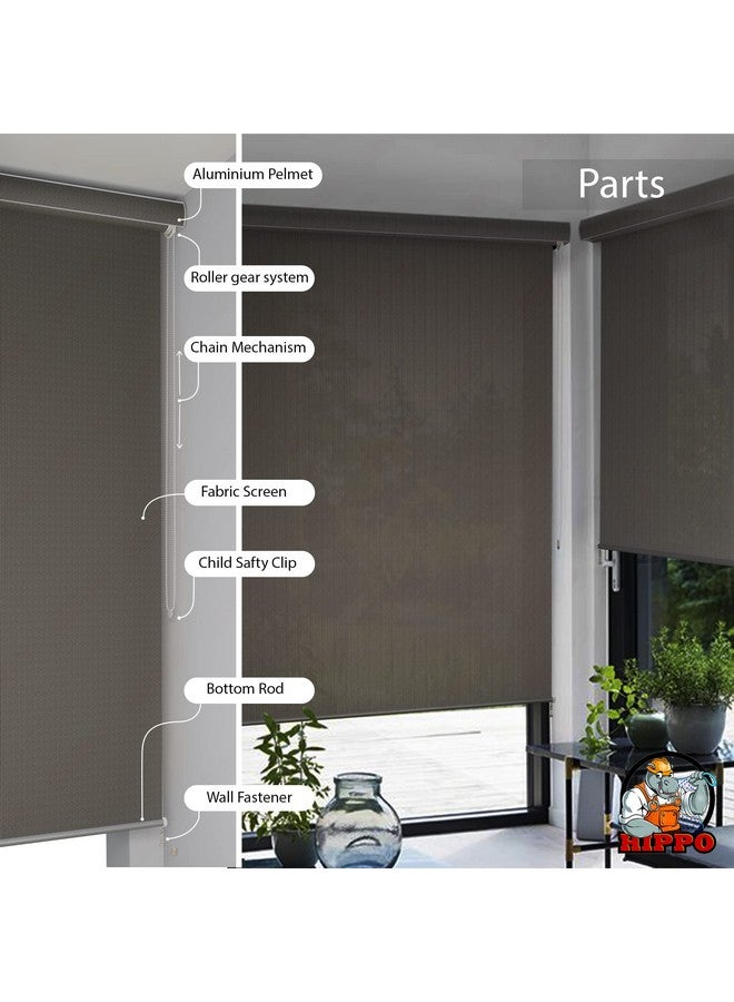 HIPPO Roller Blind Curtain for Outdoor Shade HDPE Corded 95% Sun & UV Protection, Air Flow Design, Light Filtering Balcony Roll-up Blinds (Desert-Storm, 3FTX5FT) - Image 3