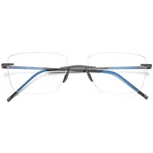 FONEX Titanium Glasses Frame Men,Rimless Square Eyeglasses Frameless Myopia Optical Eyewear 8557 (Grey) - Image 4