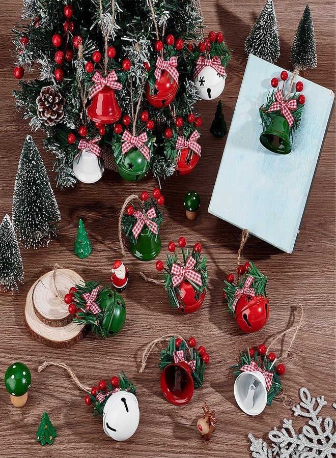 MACLARONX Christmas Jingle Bells, 2.2" Metal Decorative Bells Star Cutouts Xmas Tree Ornaments for Wreath Holiday Crafts Rustic Home Hanging Decor, Big Size, Red White Green (Mix 6 Pcs) - Image 2