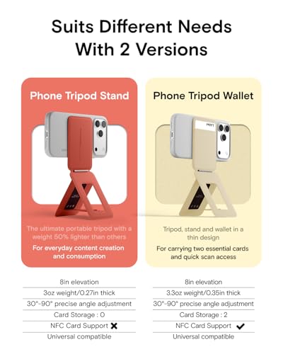 MOFT Phone Tripod Stand Selfie Stick for iPhone MultiAngles iPhone Stand Lightweight Portable Phone Holder Strong Magnets MOVAS Vegan Leather Travel Essentials Sunset Without Card Slot - Image 3