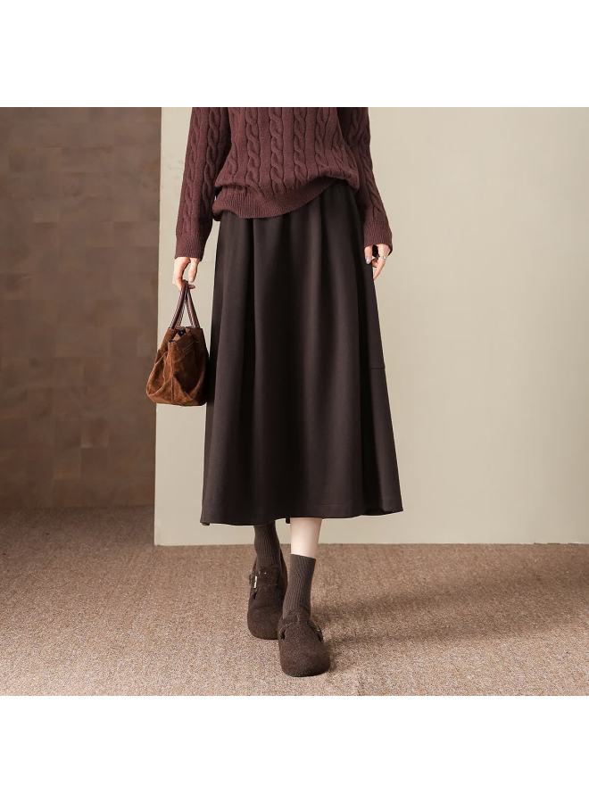 Dme winter Relaxed Elastic Waist A-line Skirt Warm Starry Wool Women's Skirt - Image 1