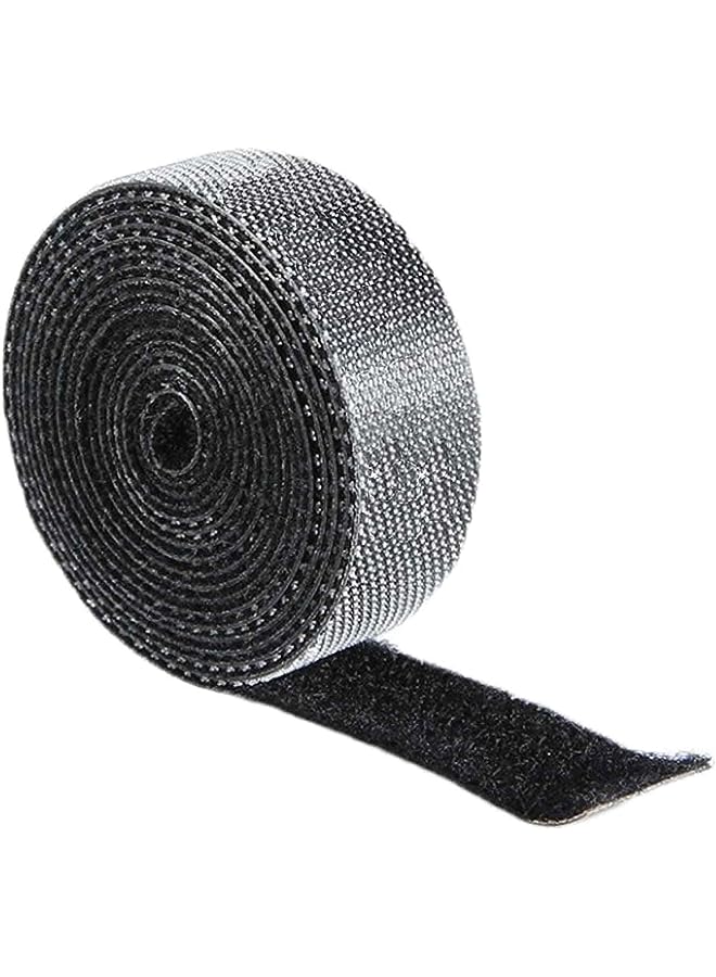 BLUE OCEAN Ocean Hook and Loop Reusable Straps, Adjustable Cable Ties for Cord Management, organizer fastener Velcro Ties Straps with Plastic Buckle 250 mm x 25 mm Black (ROLL- 5M x 2) - Image 1