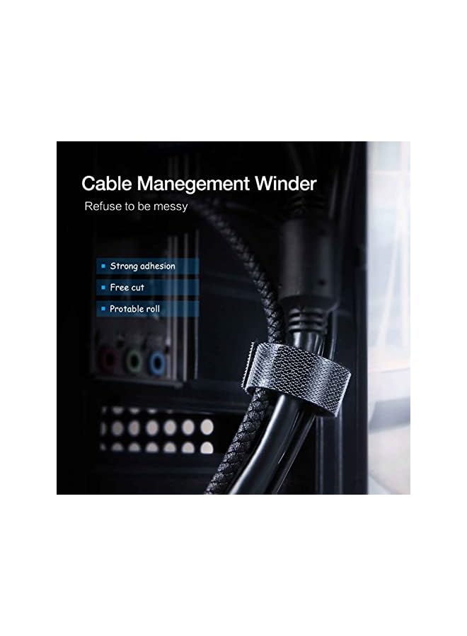 BLUE OCEAN Ocean Hook and Loop Reusable Straps, Adjustable Cable Ties for Cord Management, organizer fastener Velcro Ties Straps with Plastic Buckle 250 mm x 25 mm Black (ROLL- 5M x 2) - Image 3