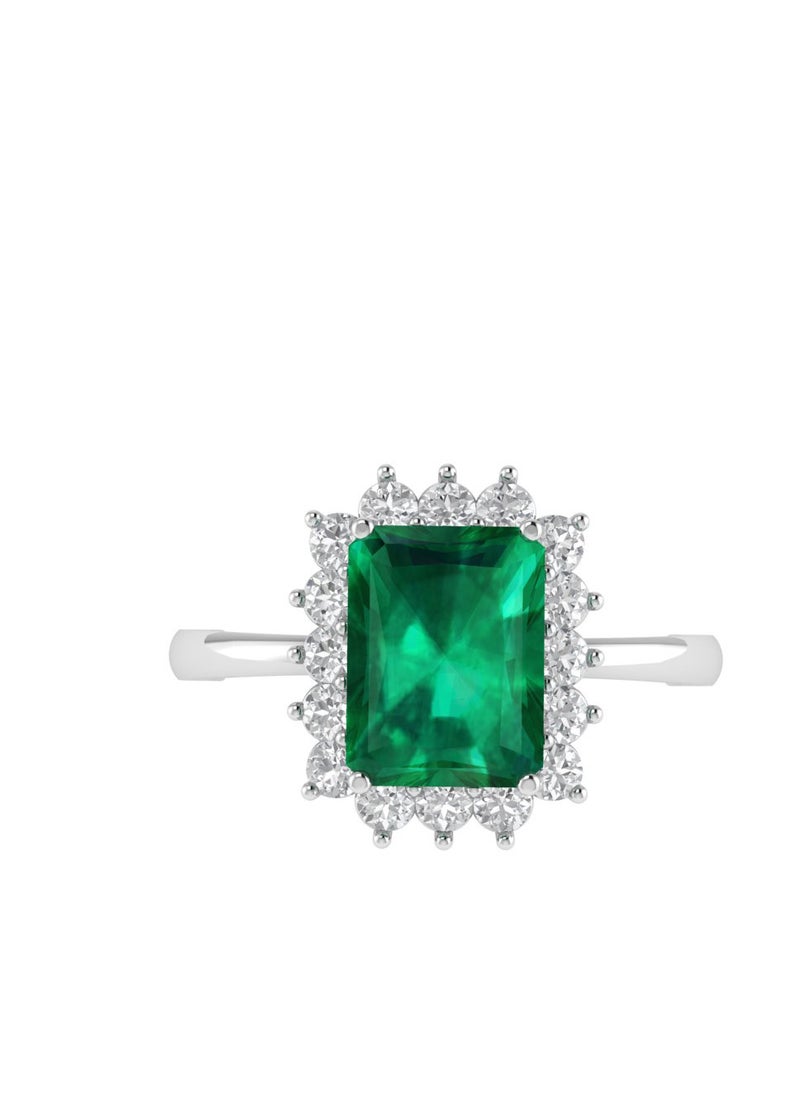 Capri Gold Diana Emerald-Cut Emerald and Sparkling Diamond Ring in 18K White Gold  - Image 1