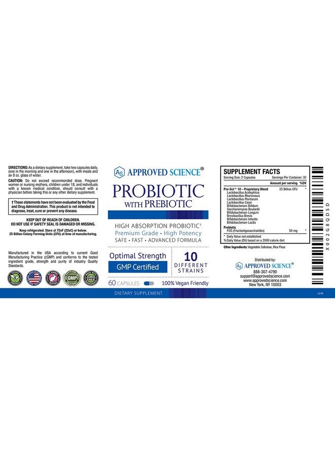 Approved Science Probiotic with Prebiotic - 10 Strains - 25 Billion CFU - 1 Bottle - Vegan - Image 5
