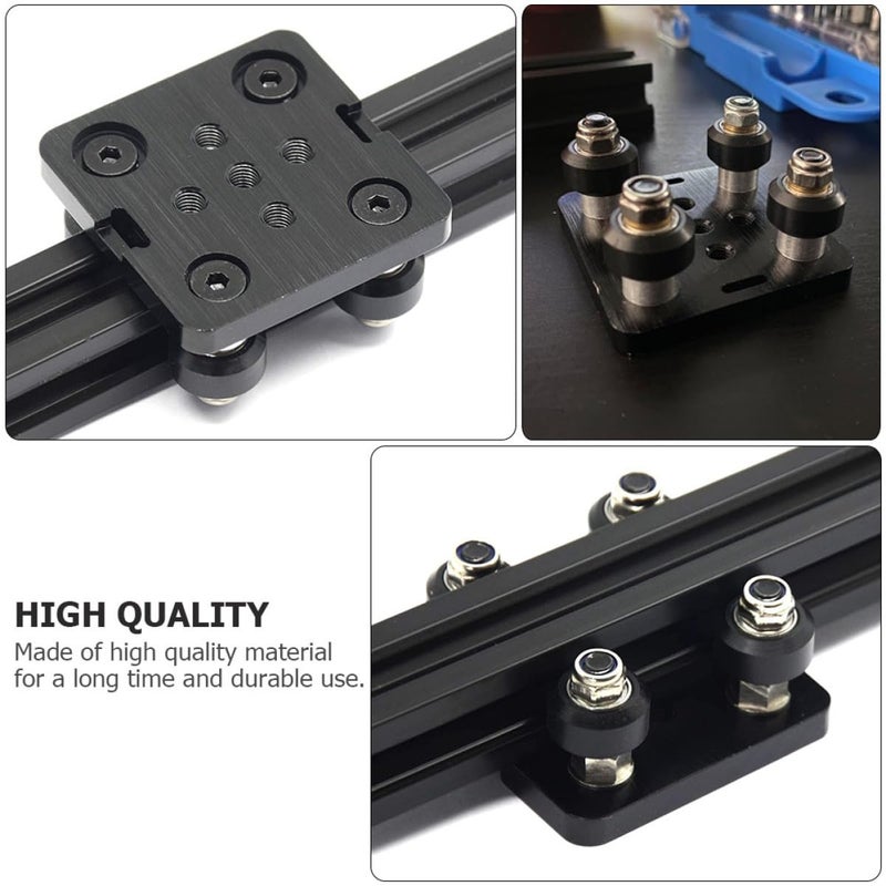 Black 2040 Aluminum V Groove Gantry Plate With 5 Mini Wheels For 3D Printer System - Image 4