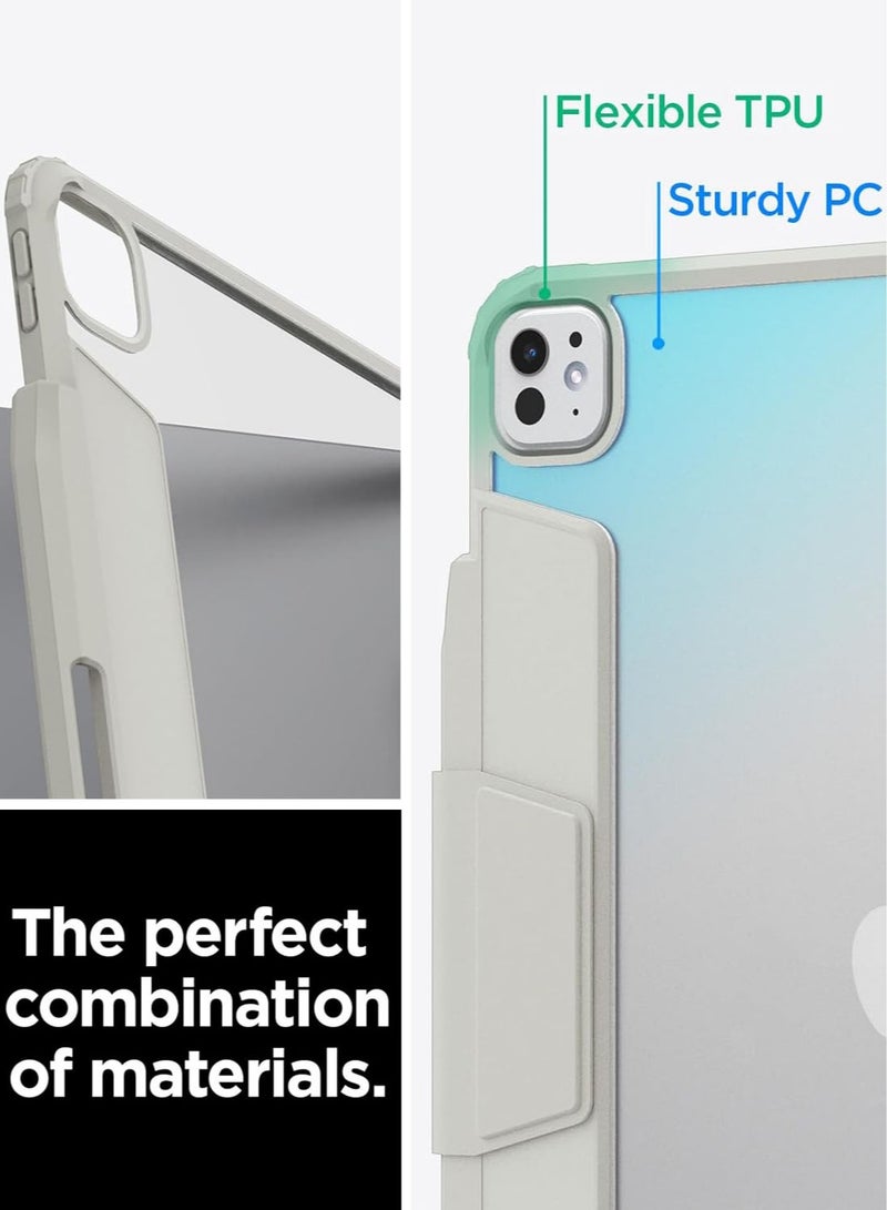 Spigen Air Skin Pro for iPad Pro 13 inch Case Cover M5/M4 (2025-2024)  with Detachable Magnetic Cover, Transparent Back and Pencil Holder - Gray - Image 3