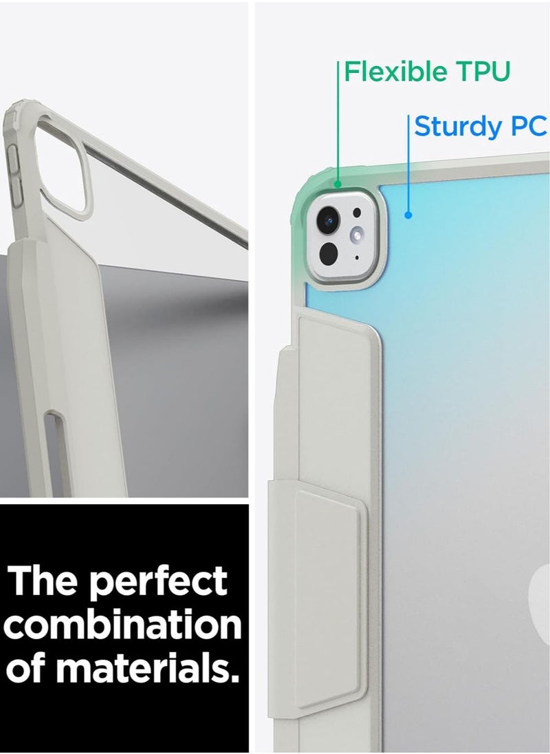 Spigen Air Skin Pro for iPad Pro 13 inch Case Cover (2024) M4 with Detachable Magnetic Cover, Transparent Back and Pencil Holder - Gray  - Image 2