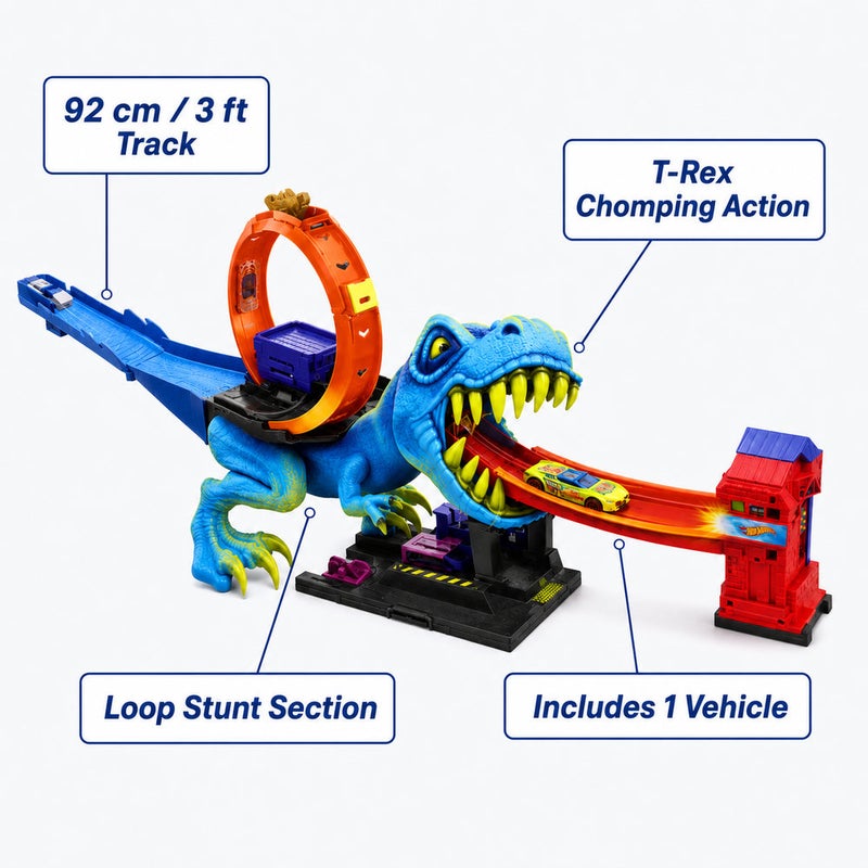 Hot Wheels City T-Rex Chomp Down Track Set with 1 Car - HKX42 - Image 3