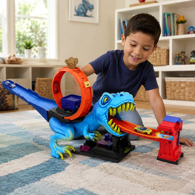 Hot Wheels City T-Rex Chomp Down Track Set with 1 Car - HKX42 - Image 2