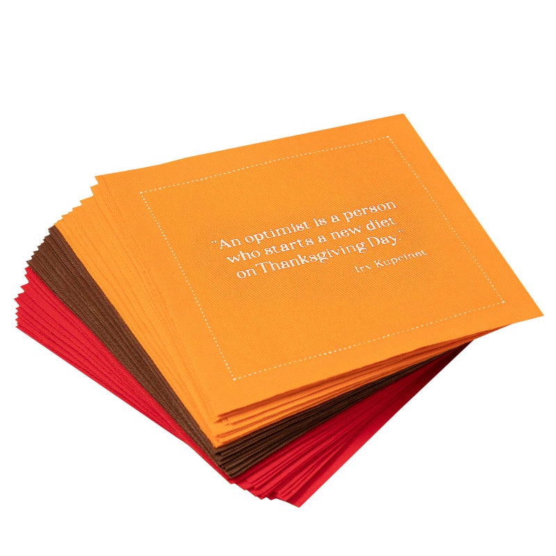 Five Star Napkins Thanksgiving Quotes Napkins  Orange Brown  Red  45 x 45  100 Cotton  50 x Pack  Single Use Napkins  Party Events Holiday