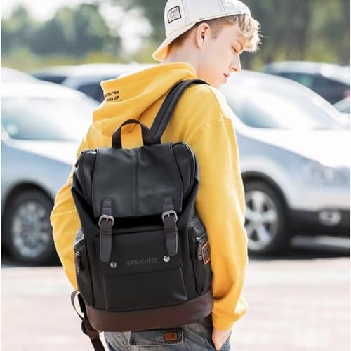 Handcuffs Backpacks Vegan Leather Casual Backpack Multipurpose Travelling Bags Daypacks For Men And Women (Black) - Image 3