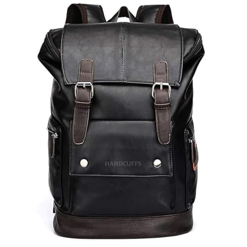 Handcuffs Backpacks Vegan Leather Casual Backpack Multipurpose Travelling Bags Daypacks For Men And Women (Black) - Image 1