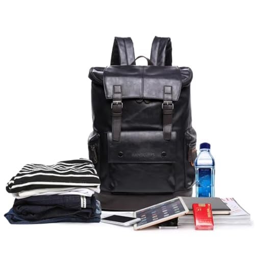 Handcuffs Backpacks Vegan Leather Casual Backpack Multipurpose Travelling Bags Daypacks For Men And Women (Black) - Image 5