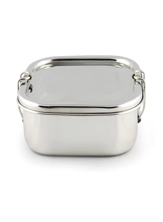 Riddhin Stainless Steel Lunch Box for School Office Layer Rectangle Tiffin Box with Clip-Lock Lid Leak-Proof Food Container with Inner Plate for Kids Adults Durable Stainless Steel (750 ML) - Image 1