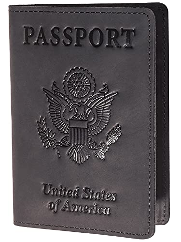 AGBIADD Genuine Leather Passport and Vaccine Card Holder Combo, RFID Blocking, Black, Unisex - Image 4