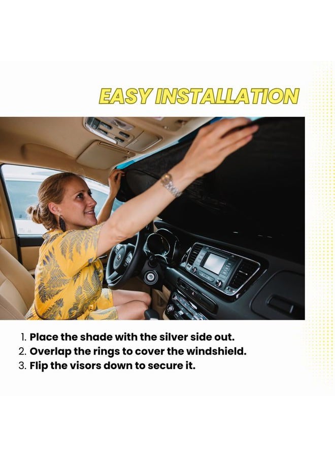 KINDER FLUFF Windshield Sunshade | Reflective & Foldable Windshield Sun Cover & 99% UV Rays Block | Car Window Shade Interior Accessories Sunshades for Windscreen & Dashboard Sun Heat - L (63x35in) - Image 4