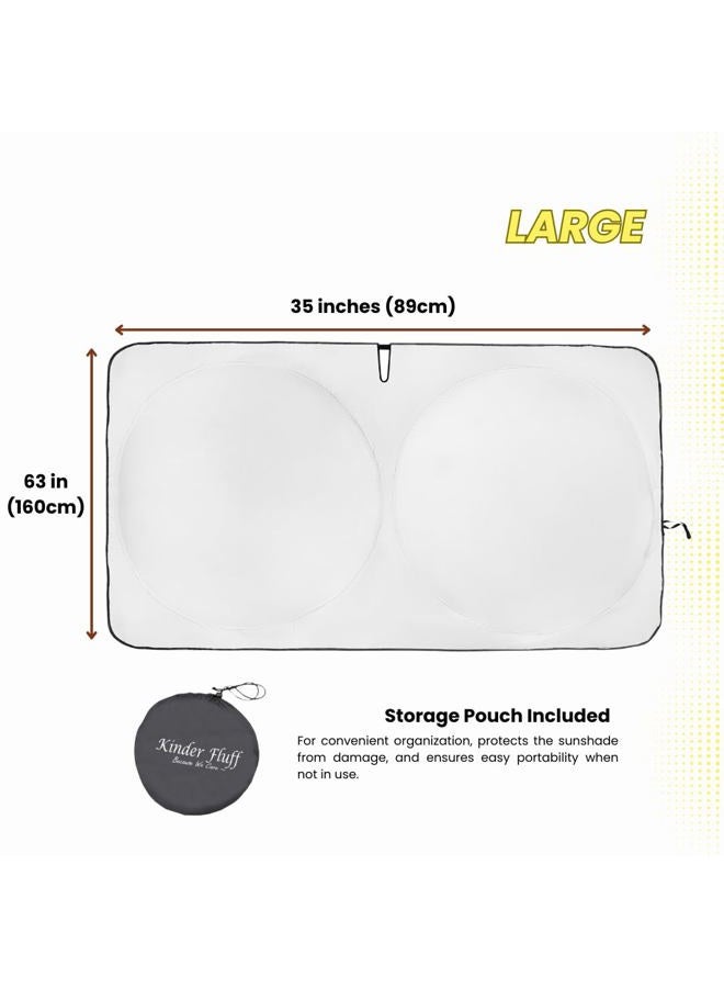 KINDER FLUFF Windshield Sunshade | Reflective & Foldable Windshield Sun Cover & 99% UV Rays Block | Car Window Shade Interior Accessories Sunshades for Windscreen & Dashboard Sun Heat - L (63x35in) - Image 5