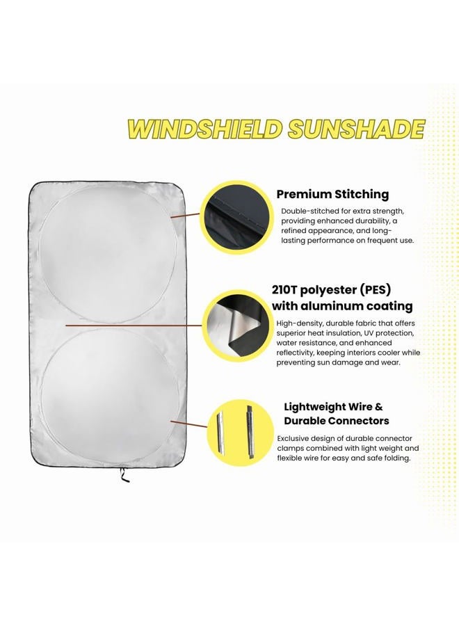 KINDER FLUFF Windshield Sunshade | Reflective & Foldable Windshield Sun Cover & 99% UV Rays Block | Car Window Shade Interior Accessories Sunshades for Windscreen & Dashboard Sun Heat - L (63x35in) - Image 3