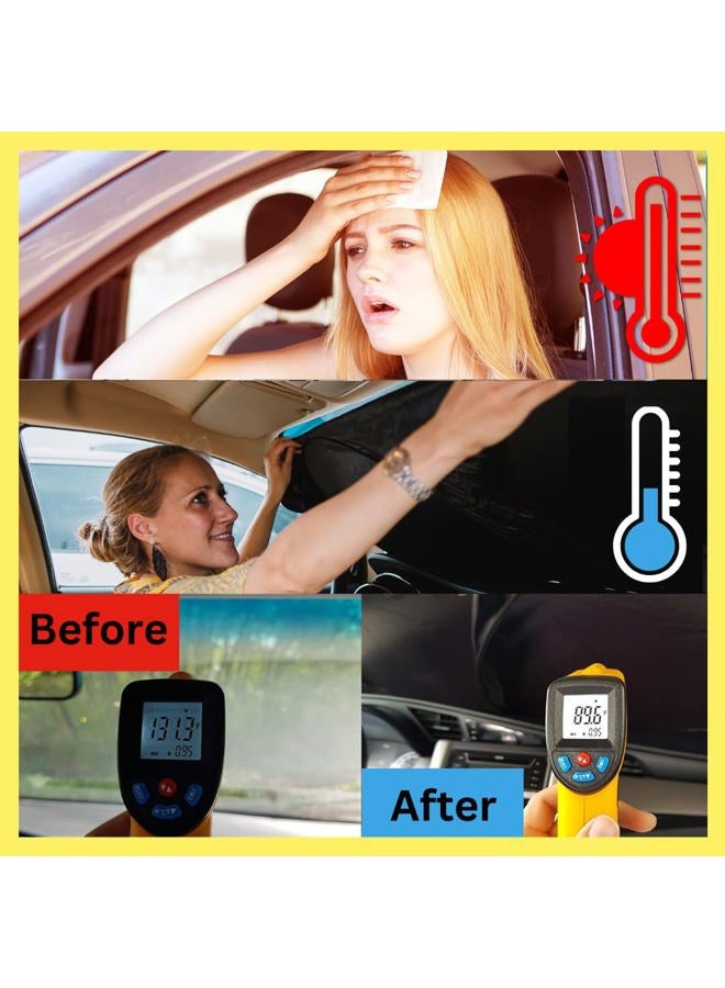 KINDER FLUFF Windshield Sunshade | Reflective & Foldable Windshield Sun Cover & 99% UV Rays Block | Car Window Shade Interior Accessories Sunshades for Windscreen & Dashboard Sun Heat - L (63x35in) - Image 2