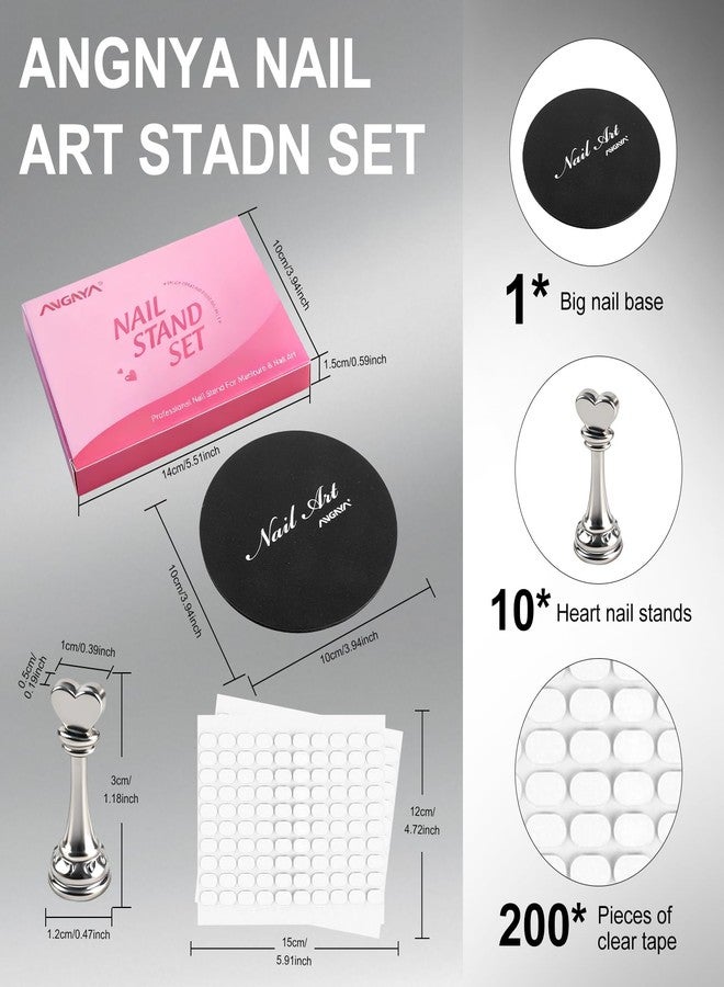 ANGNYA Nail Stand for Press Ons,Round Shape Super Magnetic Base Nail Holder for Painting Nails with 200 Pcs Reusable Double-Sided Tape for Nails Practice Nail Tools Home DIY Salon Supplies - Image 2