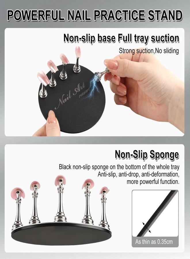 ANGNYA Nail Stand for Press Ons,Round Shape Super Magnetic Base Nail Holder for Painting Nails with 200 Pcs Reusable Double-Sided Tape for Nails Practice Nail Tools Home DIY Salon Supplies - Image 3