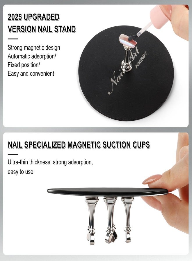 ANGNYA Nail Stand for Press Ons,Round Shape Super Magnetic Base Nail Holder for Painting Nails with 200 Pcs Reusable Double-Sided Tape for Nails Practice Nail Tools Home DIY Salon Supplies - Image 4