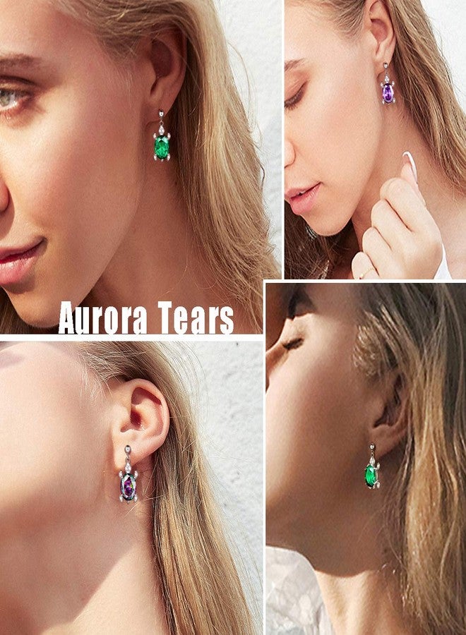 Aurora Tears Green Turtle Dangle Earring Birthstone Earrings Drop Sea Animal Turtle Jewelry for Birthday Gift - Image 2