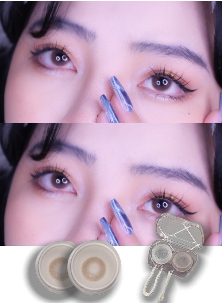 ARUWA Korean Soft Brown 14.20mm annual colored unisex cosmetic contact lenses, no magnification  - Image 3