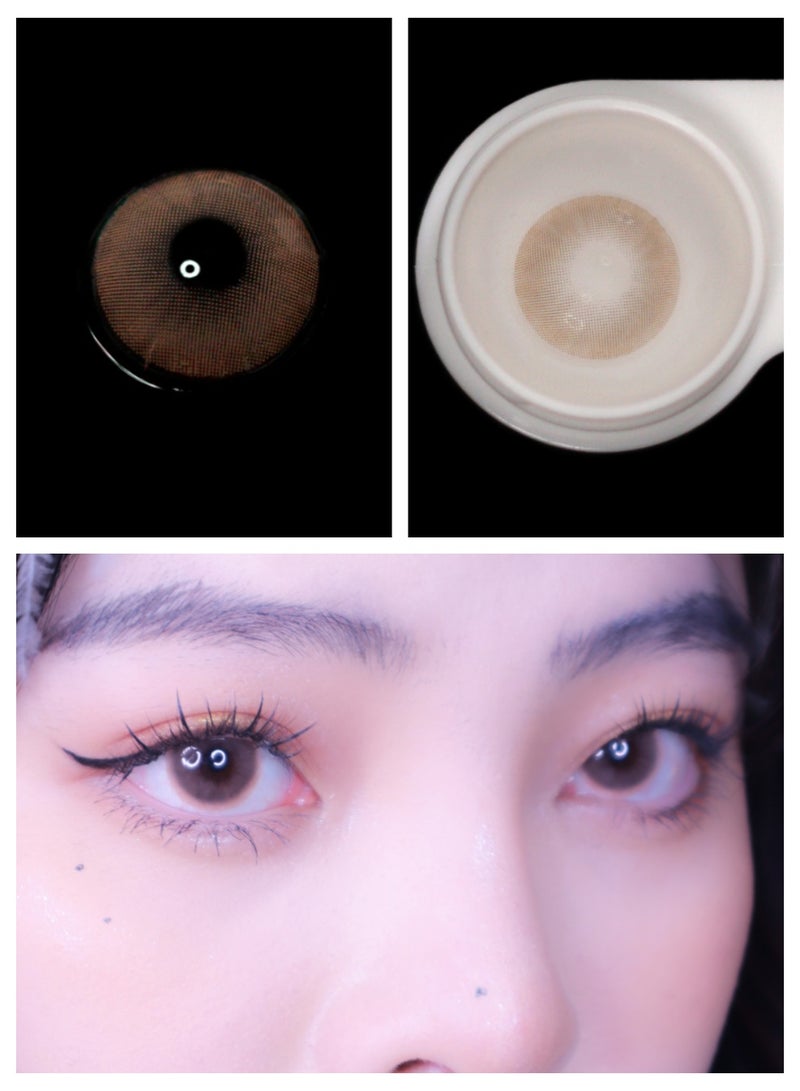 ARUWA Korean Soft Brown 14.20mm annual colored unisex cosmetic contact lenses, no magnification  - Image 2
