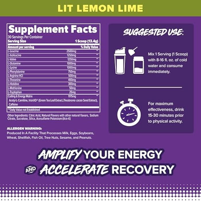 FINAFLEX EAA Hardcore, Lit Lemon-Lime - 14.2 oz - Promotes Performance, Energy & Cuts - with BCAAs, L-Glutamine, L-Arginine, Acetyl-L-Carnitine & Caffeine - 30 Servings - Image 2