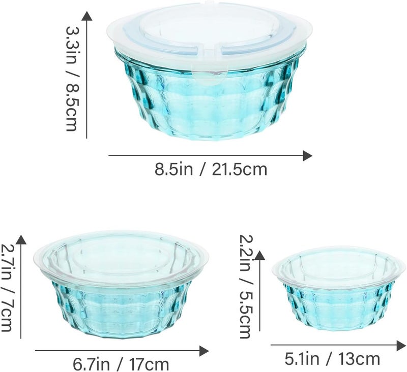 3pcs Blue Vegetable Storage Box Set with Lid, Handled Snack and Fruit Containers, Sealing Food Holder for Kitchen and Travel Meal Prep - Image 2