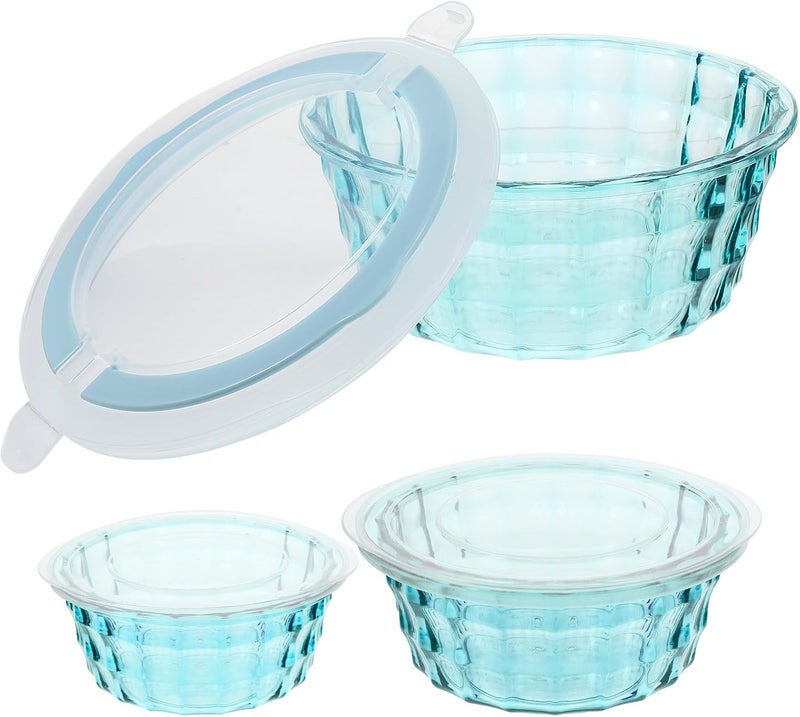 3pcs Blue Vegetable Storage Box Set with Lid, Handled Snack and Fruit Containers, Sealing Food Holder for Kitchen and Travel Meal Prep - Image 1