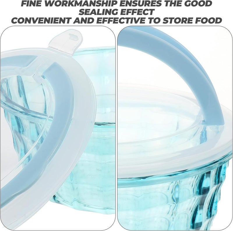 3pcs Blue Vegetable Storage Box Set with Lid, Handled Snack and Fruit Containers, Sealing Food Holder for Kitchen and Travel Meal Prep - Image 3