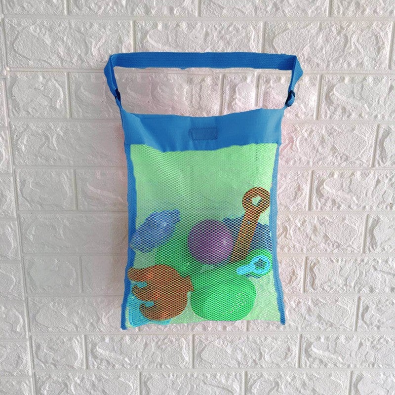 Kids Outdoor Folding Mesh Beach Toy Storage Bag Medium Green Net Blue Belt