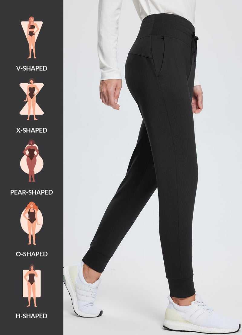 baleaf Winter Clothing for Women Fleece Lined Pants Joggers Sweatpants Thermal Warm Hiking Pants Waterproof Ski Snow Black L - Image 4