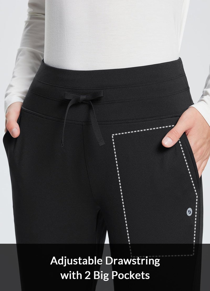 baleaf Winter Clothing for Women Fleece Lined Pants Joggers Sweatpants Thermal Warm Hiking Pants Waterproof Ski Snow Black L - Image 5