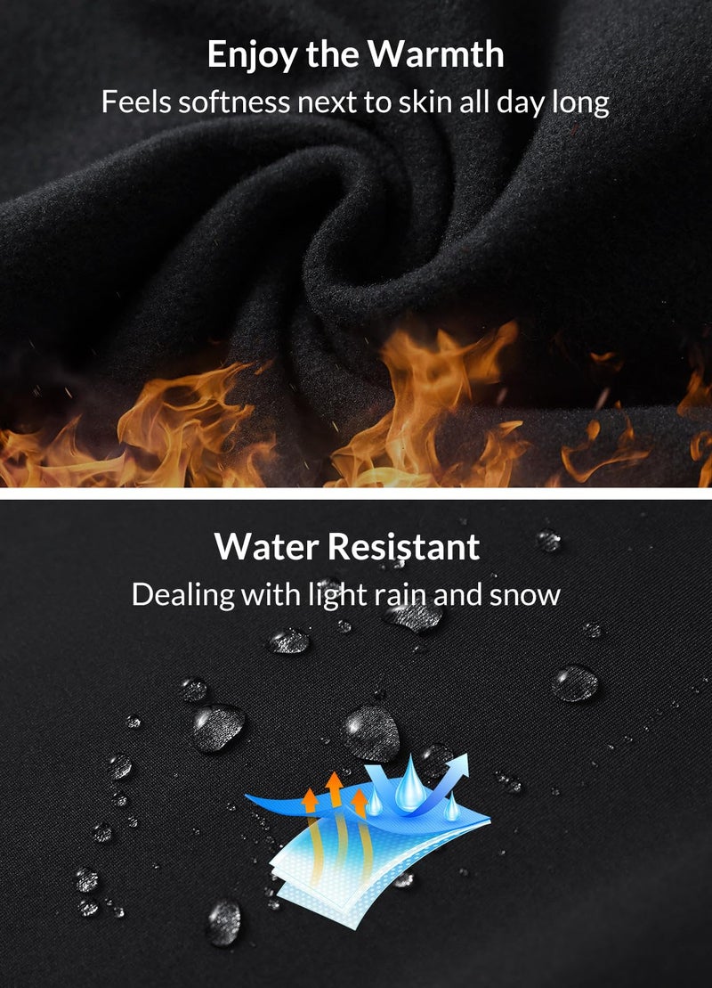 baleaf Winter Clothing for Women Fleece Lined Pants Joggers Sweatpants Thermal Warm Hiking Pants Waterproof Ski Snow Black L - Image 3