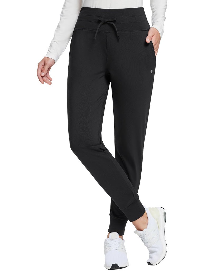 baleaf Winter Clothing for Women Fleece Lined Pants Joggers Sweatpants Thermal Warm Hiking Pants Waterproof Ski Snow Black L - Image 1