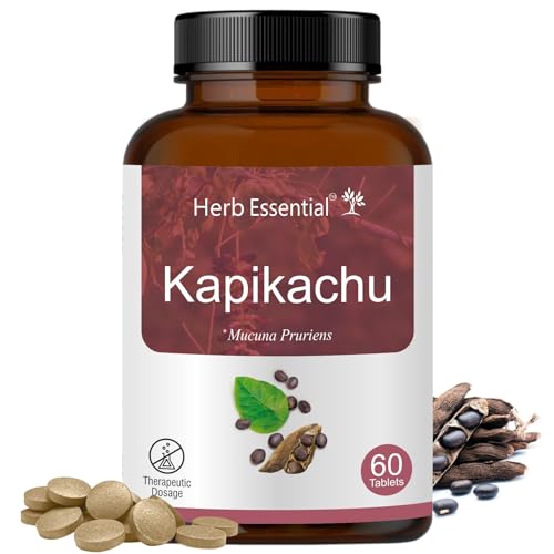 Herb Essential Kapikachu Tablets 500mg, 60 Tablets | Mucuna Pruriens, Boosts Energy, Vitality & Mood | Natural, Vegan & Paraben-Free | Ayurvedic Supplement - Image 1