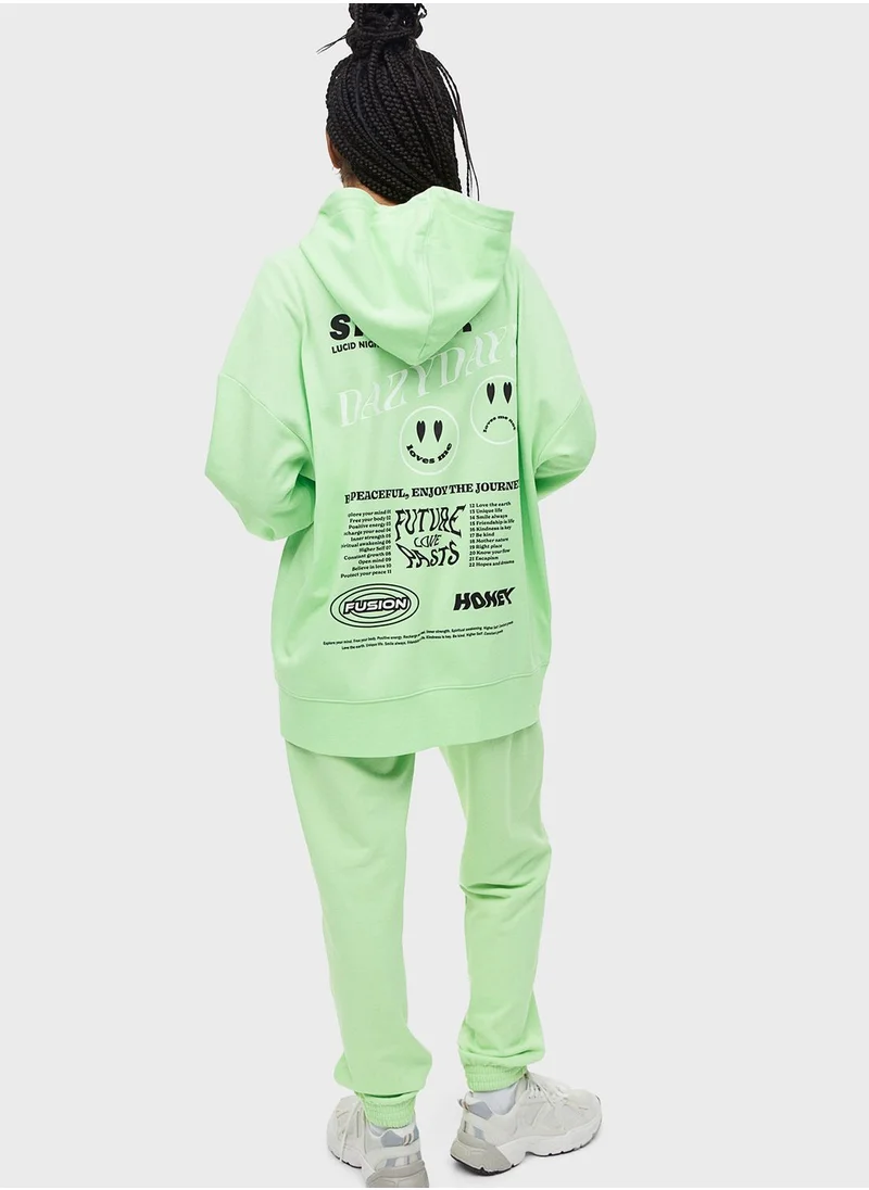 H&M Oversized Graphic Detail Hoodie