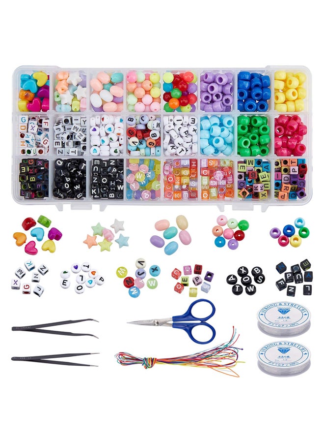 خرز أكريليك وخرز أوروبي، ملاقط مضادة للكهرباء الساكنة، مقص من الفولاذ المقاوم للصدأ، سلسلة كريستال وحبل مرن لصنع المجوهرات - Image 1