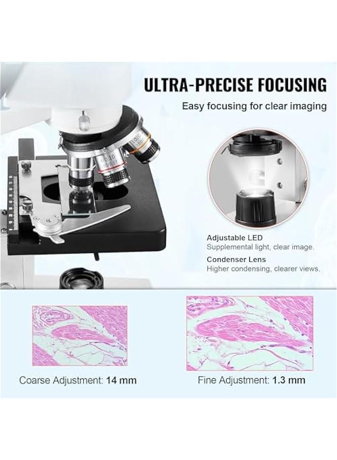 Arabest Trinocular Compound Microscope, 40X-5000X Magnification, Digital Laboratory Trinocular Compound LED Microscope Two-Layer Mechanical Stage Computer Connection for Students and Laboratory  - Image 3